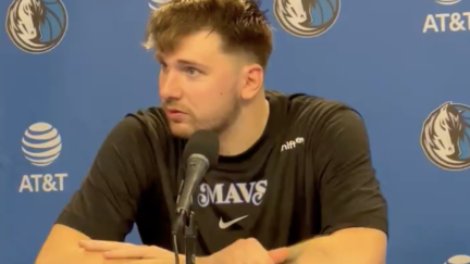 Luka Doncic confronts reporter